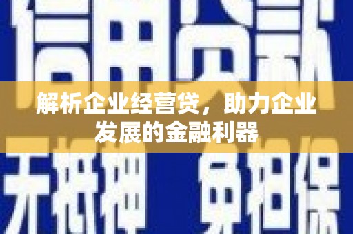 尖扎解析企业经营贷，助力企业发展的金融利器