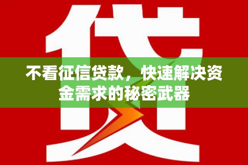 尖扎不看征信贷款，快速解决资金需求的秘密武器