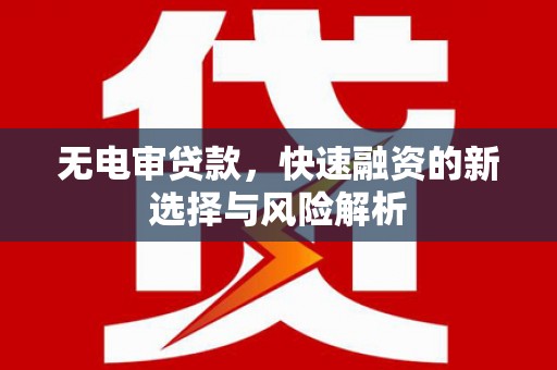 尖扎无电审贷款，快速融资的新选择与风险解析