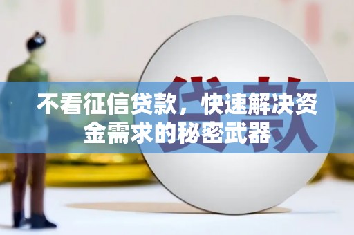 尖扎不看征信贷款，快速解决资金需求的秘密武器