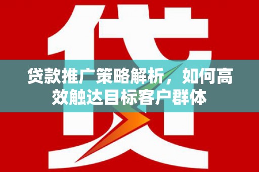 尖扎贷款推广策略解析，如何高效触达目标客户群体
