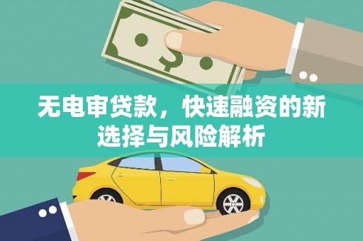 尖扎无电审贷款，快速融资的新选择与风险解析