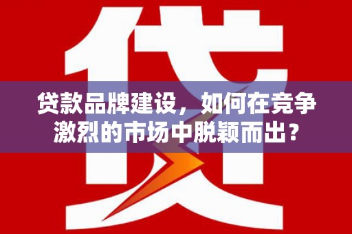 尖扎贷款品牌建设，如何在竞争激烈的市场中脱颖而出？