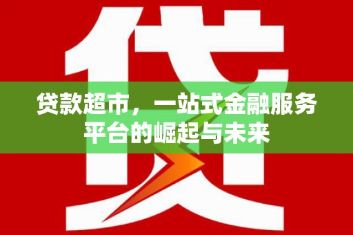 尖扎贷款超市，一站式金融服务平台的崛起与未来